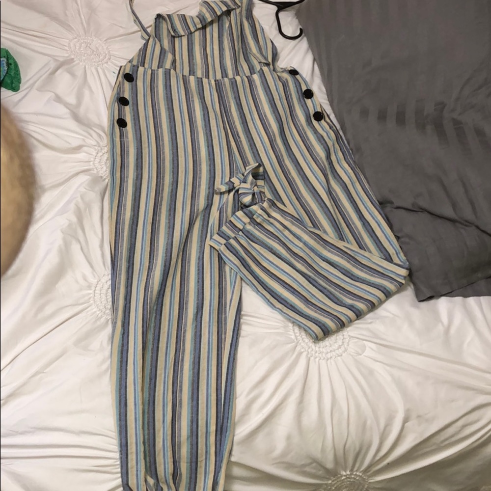 Striped overalls